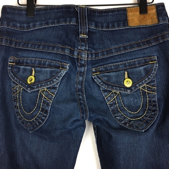 TRUE RELIGION Jeans Joey Twisted Flare Wide Leg Dark Wash Stretch Denim Size 28 - Picture 5 of 16